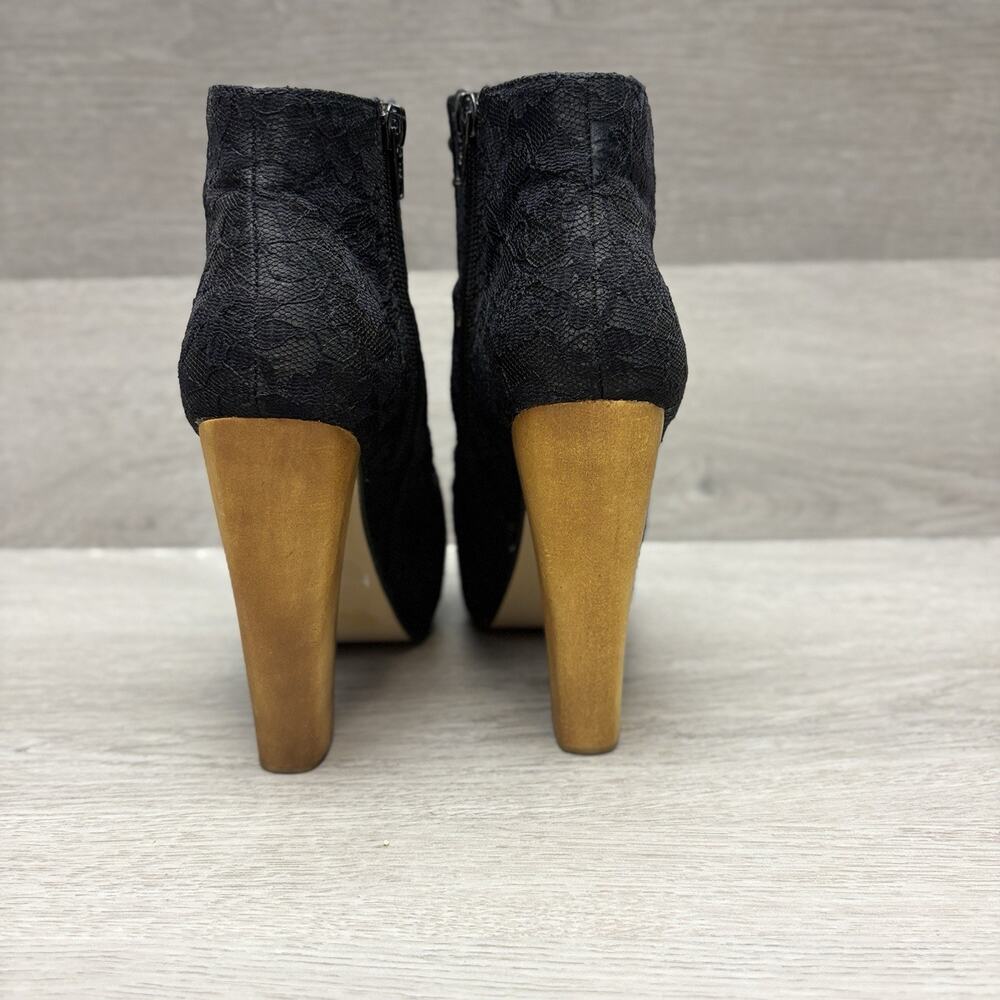 Truffle Black Lace Bootie Platform Wood Heel Goth Victorian Ankle Boots EU 36 - Picture 3 of 12